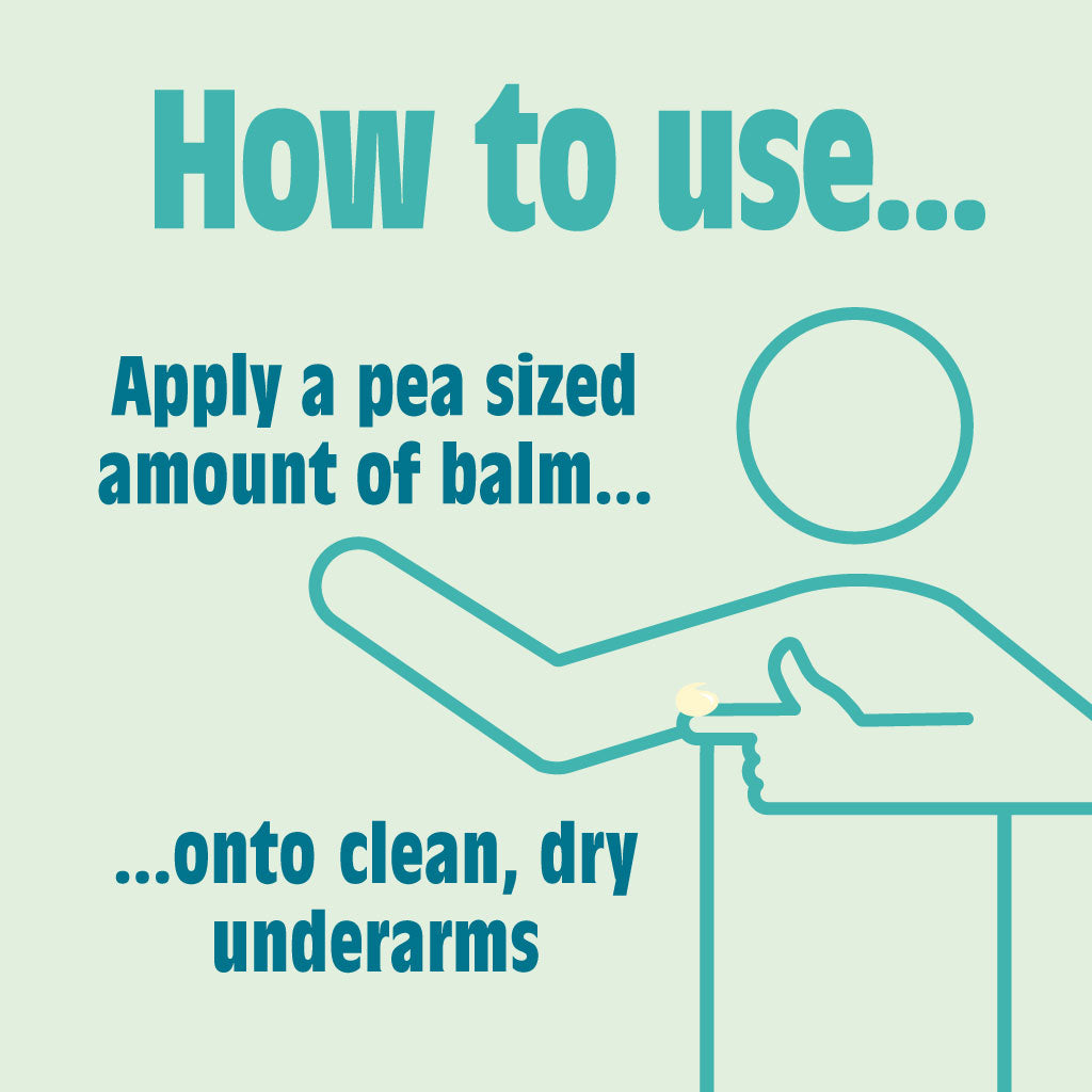 How to use Salt of the Earth deodorant balm: apply a pea-sized amount to clean, dry underarms.